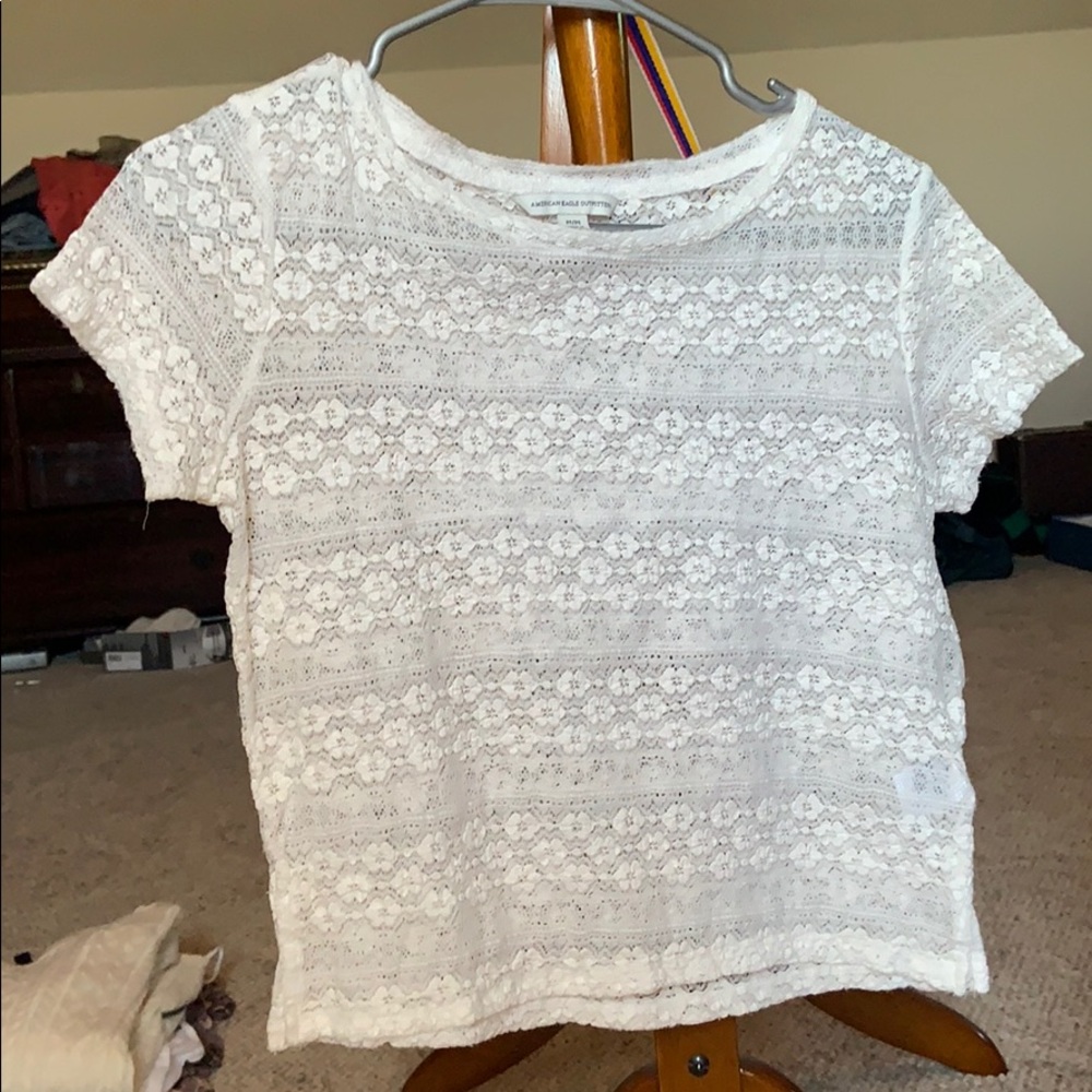American Eagle White Lace Crop